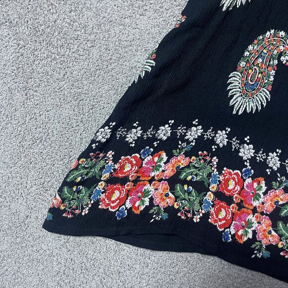 Bila Split Neck Blouse Top Boho Double Sleeve Ruffle Floral Paisley Women's XL - Picture 4 of 6